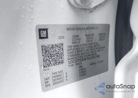 2019 Chevrolet Colorado Zr2 from USA, damaged, VIN 1GCGTEEN7K1203780